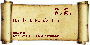 Hanák Rozália névjegykártya